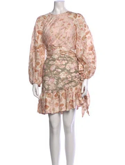 Pre-owned Zimmermann Linen Mini Dress In Pink