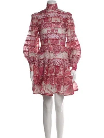 Pre-owned Zimmermann Linen Mini Dress In Pink