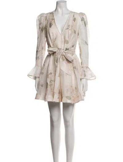 Pre-owned Zimmermann Linen Mini Dress In Pink