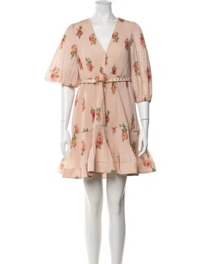 Pre-owned Zimmermann Linen Mini Dress In Pink