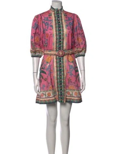 Pre-owned Zimmermann Linen Mini Dress In Pink