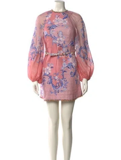 Pre-owned Zimmermann Linen Mini Dress In Pink