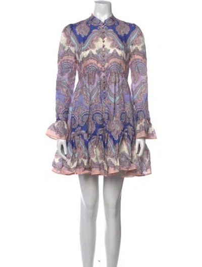 Pre-owned Zimmermann Linen Mini Dress In Pink
