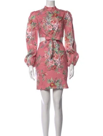 Pre-owned Zimmermann Linen Mini Dress In Pink