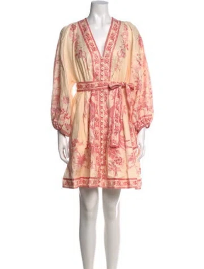 Pre-owned Zimmermann Linen Mini Dress In Pink