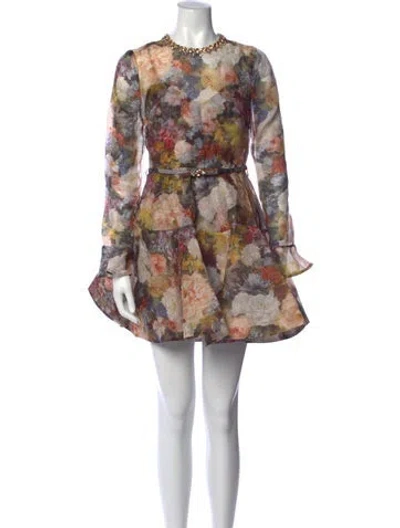 Pre-owned Zimmermann Linen Mini Dress In Pink