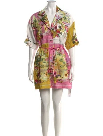 Pre-owned Zimmermann Linen Mini Dress In Pink