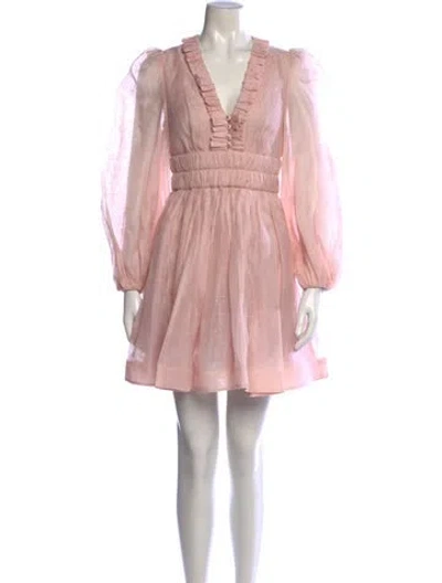 Pre-owned Zimmermann Linen Mini Dress In Pink