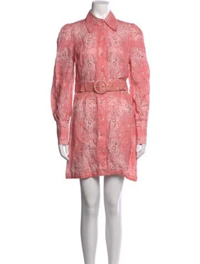 Pre-owned Zimmermann Linen Mini Dress In Pink