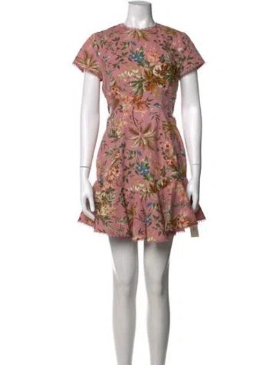 Pre-owned Zimmermann Linen Mini Dress In Pink