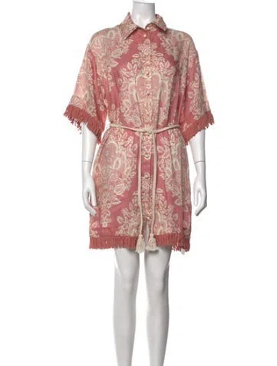 Pre-owned Zimmermann Linen Mini Dress In Pink