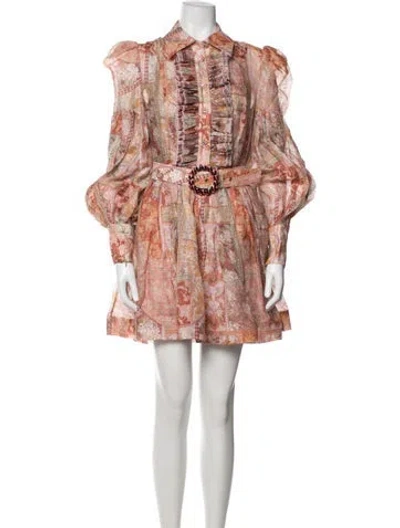 Pre-owned Zimmermann Linen Mini Dress In Pink