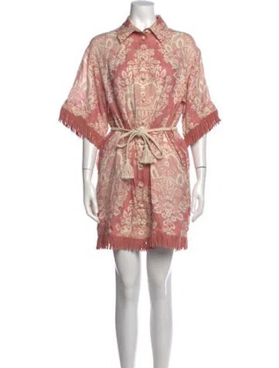 Pre-owned Zimmermann Linen Mini Dress In Pink