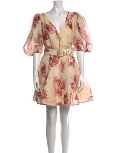 Pre-owned Zimmermann Linen Mini Dress In Pink