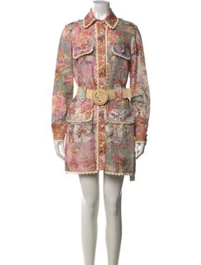 Pre-owned Zimmermann Linen Mini Dress In Pink