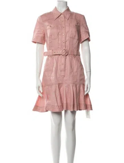 Pre-owned Zimmermann Linen Mini Dress In Pink