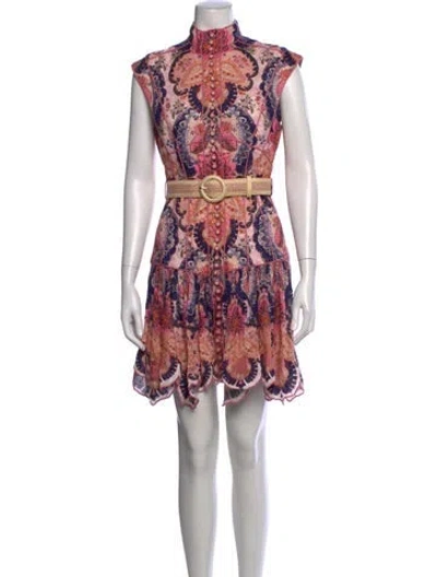 Pre-owned Zimmermann Linen Mini Dress In Pink