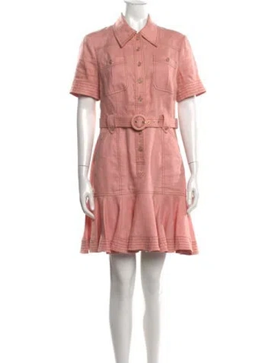 Pre-owned Zimmermann Linen Mini Dress In Pink