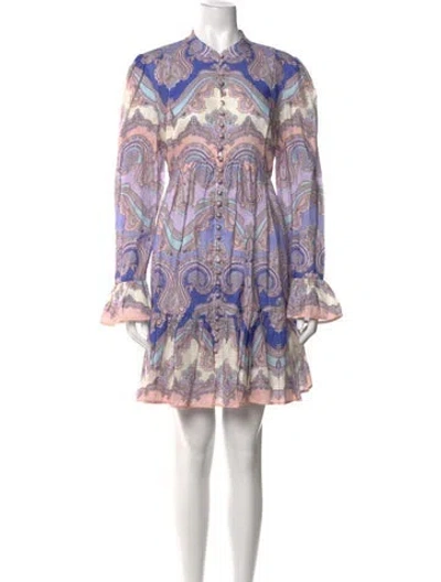 Pre-owned Zimmermann Linen Mini Dress In Pink