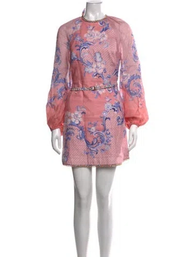 Pre-owned Zimmermann Linen Mini Dress In Pink