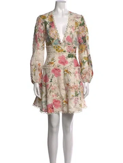 Pre-owned Zimmermann Linen Mini Dress In Pink