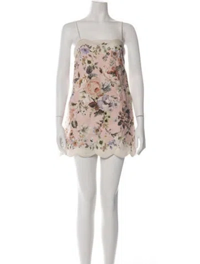 Pre-owned Zimmermann Linen Mini Dress In Pink/purple
