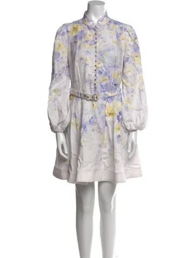 Pre-owned Zimmermann Linen Mini Dress In Purple