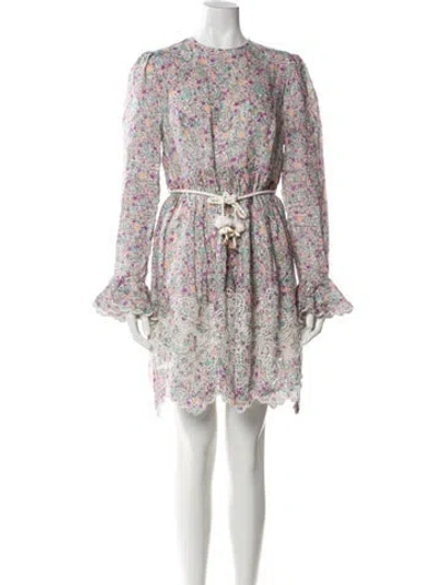 Pre-owned Zimmermann Linen Mini Dress In Purple
