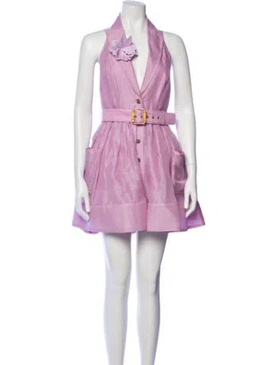 Pre-owned Zimmermann Linen Mini Dress In Purple