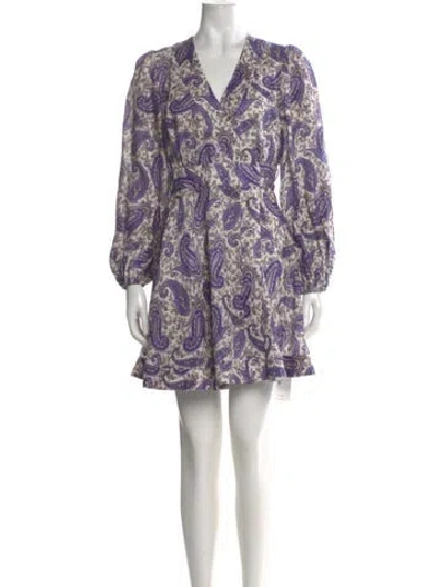 Pre-owned Zimmermann Linen Mini Dress In Purple