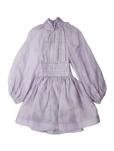 Pre-owned Zimmermann Linen Mini Dress In Purple