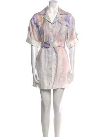 Pre-owned Zimmermann Linen Mini Dress In Purple