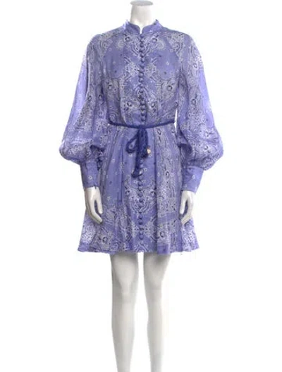 Pre-owned Zimmermann Linen Mini Dress In Purple