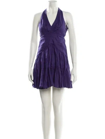 Pre-owned Zimmermann Linen Mini Dress In Purple
