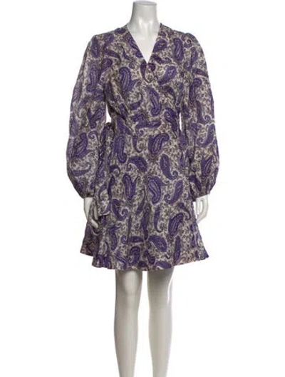 Pre-owned Zimmermann Linen Mini Dress In Purple