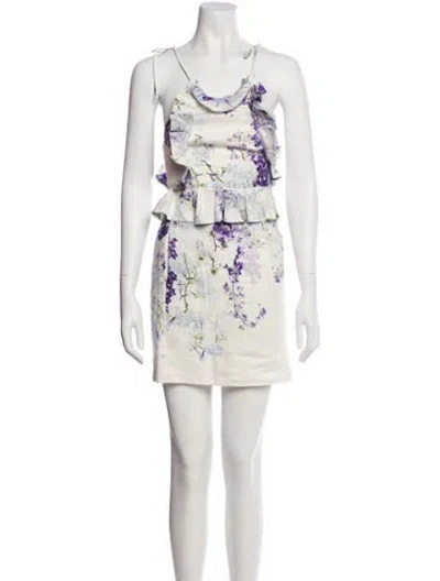 Pre-owned Zimmermann Linen Mini Dress In Purple