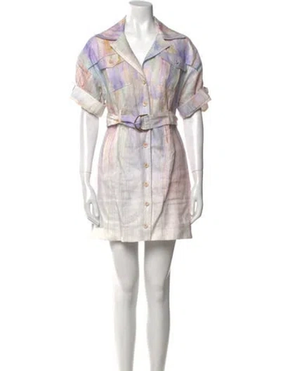 Pre-owned Zimmermann Linen Mini Dress In Purple