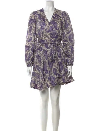 Pre-owned Zimmermann Linen Mini Dress In Purple