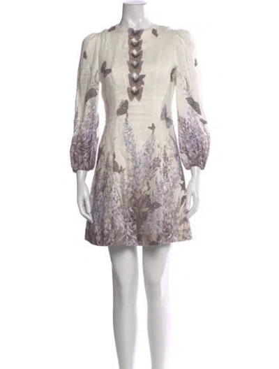 Pre-owned Zimmermann Linen Mini Dress In Purple