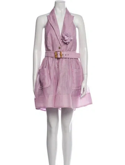 Pre-owned Zimmermann Linen Mini Dress In Purple