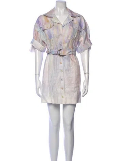Pre-owned Zimmermann Linen Mini Dress In Purple