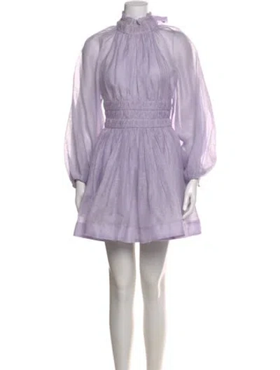 Pre-owned Zimmermann Linen Mini Dress In Purple