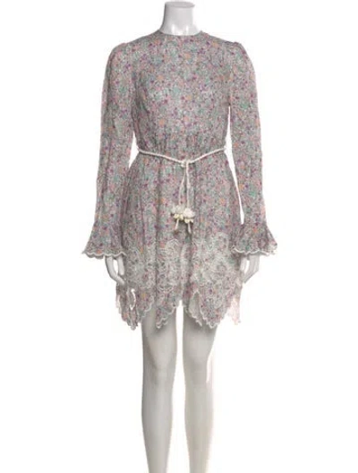 Pre-owned Zimmermann Linen Mini Dress In Purple