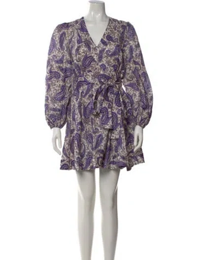 Pre-owned Zimmermann Linen Mini Dress In Purple