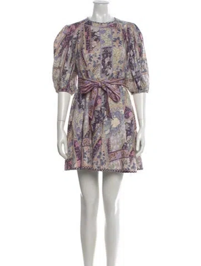 Pre-owned Zimmermann Linen Mini Dress In Purple