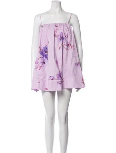 Pre-owned Zimmermann Linen Mini Dress In Purple