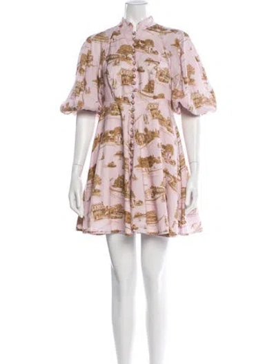 Pre-owned Zimmermann Linen Mini Dress In Purple