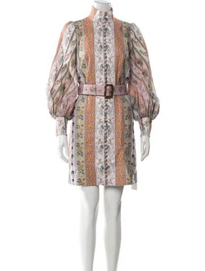 Pre-owned Zimmermann Linen Mini Dress In Purple