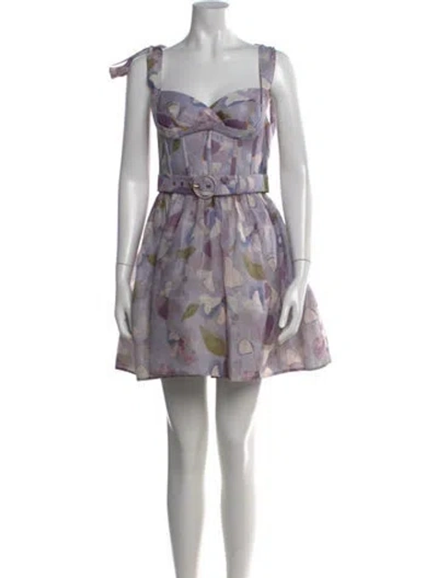 Pre-owned Zimmermann Linen Mini Dress In Purple