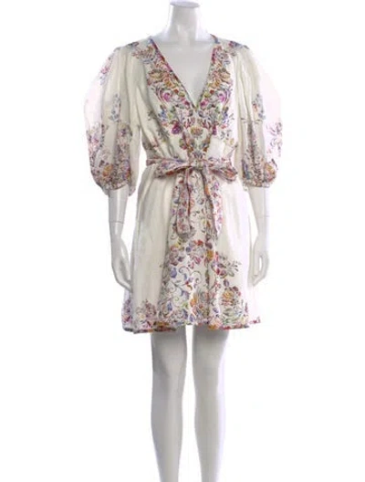 Pre-owned Zimmermann Linen Mini Dress In Purple